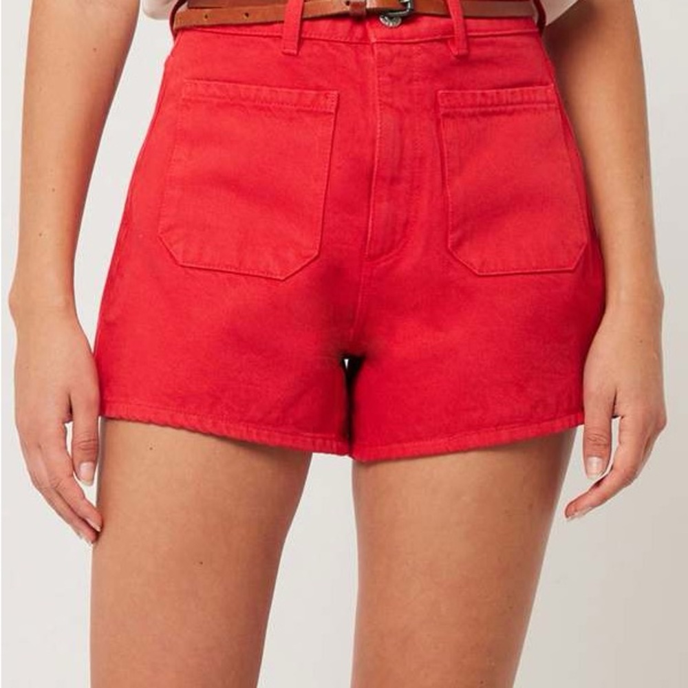 Rollas Women's Red High-Waisted Sailor Shorts